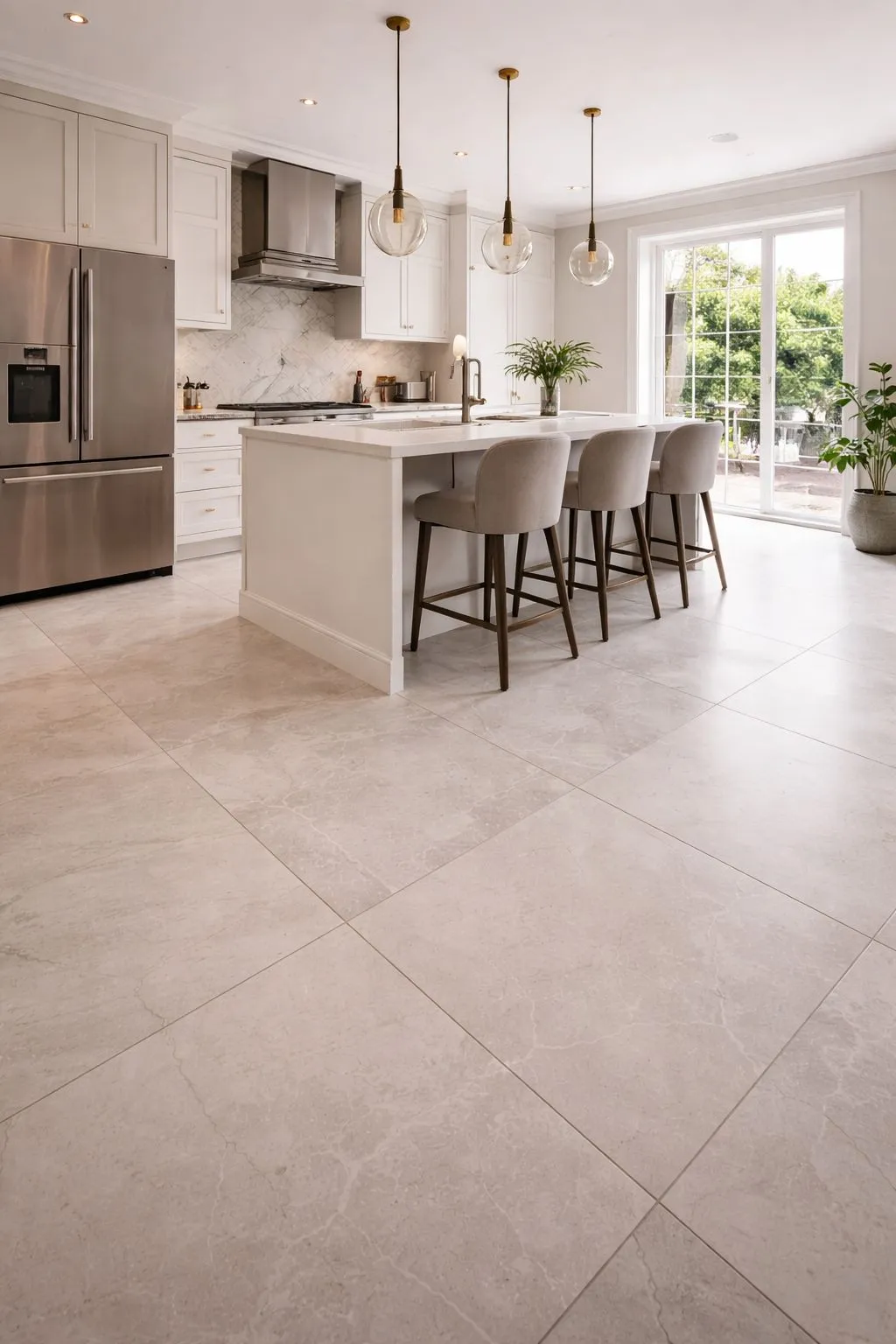 Marble tiling in Finchley bathroom