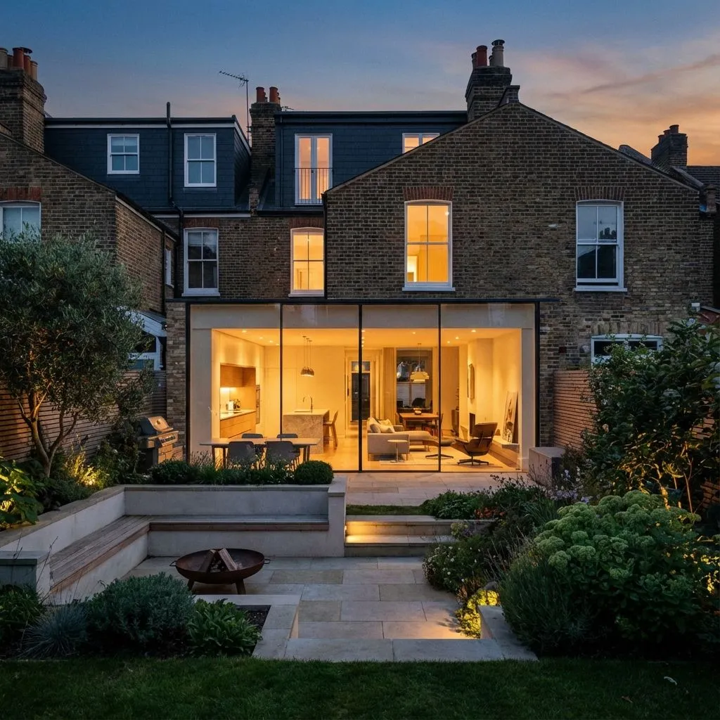 Modern Edgware home with rear glass extension and landscaped garden