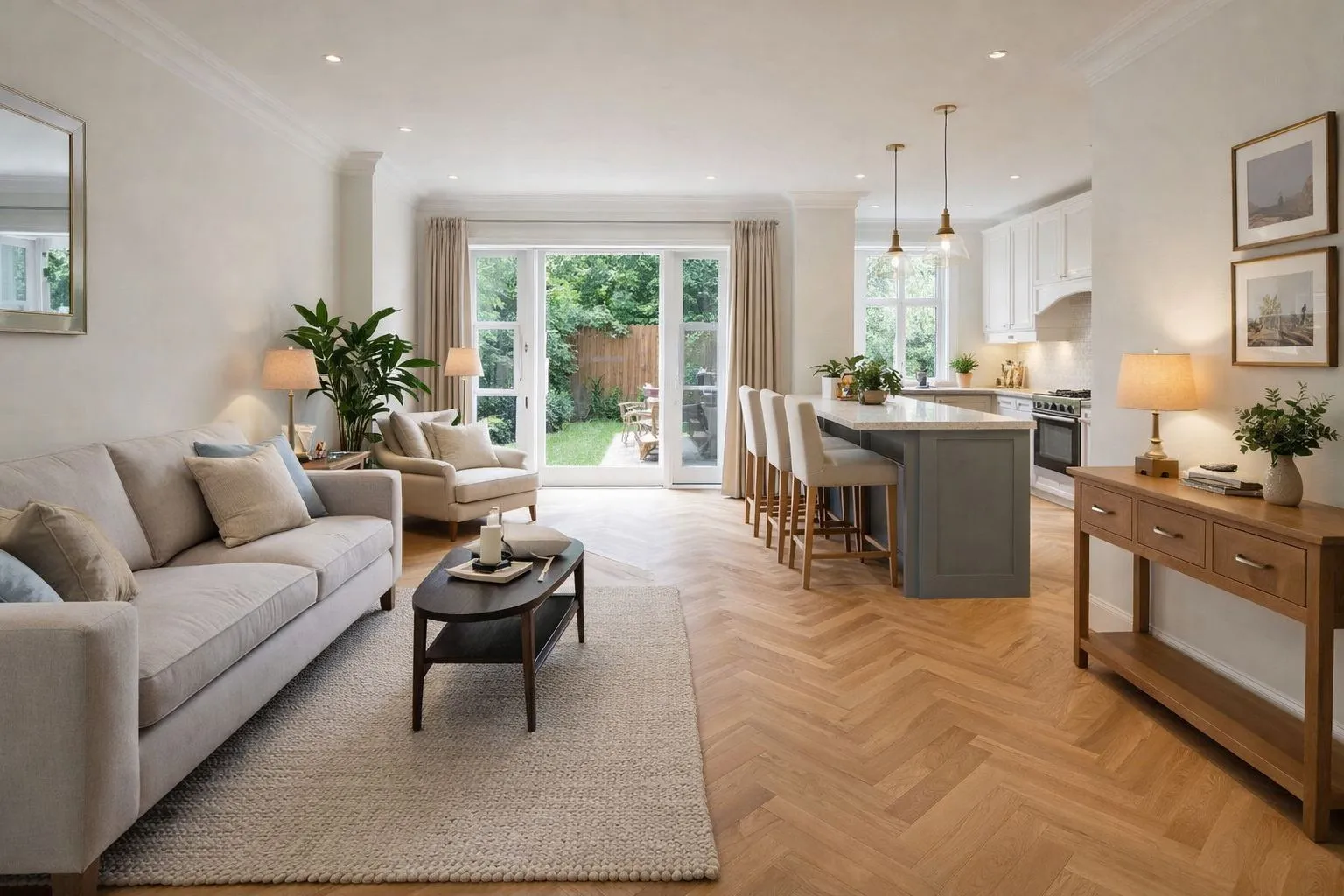 Elegant renovated Edgware townhouse interior with marble finishes