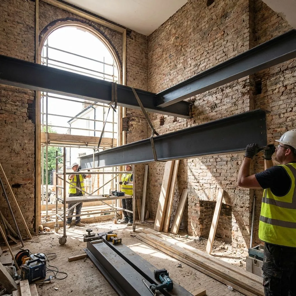 Illustrative structural steel installation style